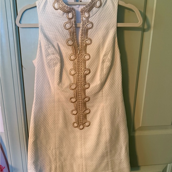 Lilly Pulitzer Dresses & Skirts - Elegant Cream Dress with Gold Accents
